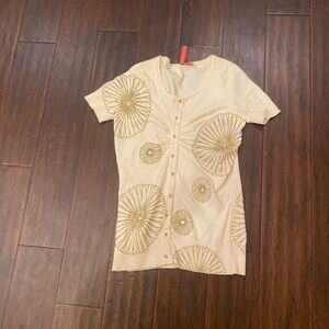 CHARLOTTE White Sweater with gold accents